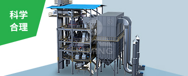生产工艺流程科学合理：原料提升运输至顶部破碎、筛分、磨刷、加湿、出料，在重力作用下，滑溜下落，减少了皮带输送机的使用，减少系统开口，提升除尘效果，降低系统噪音。
